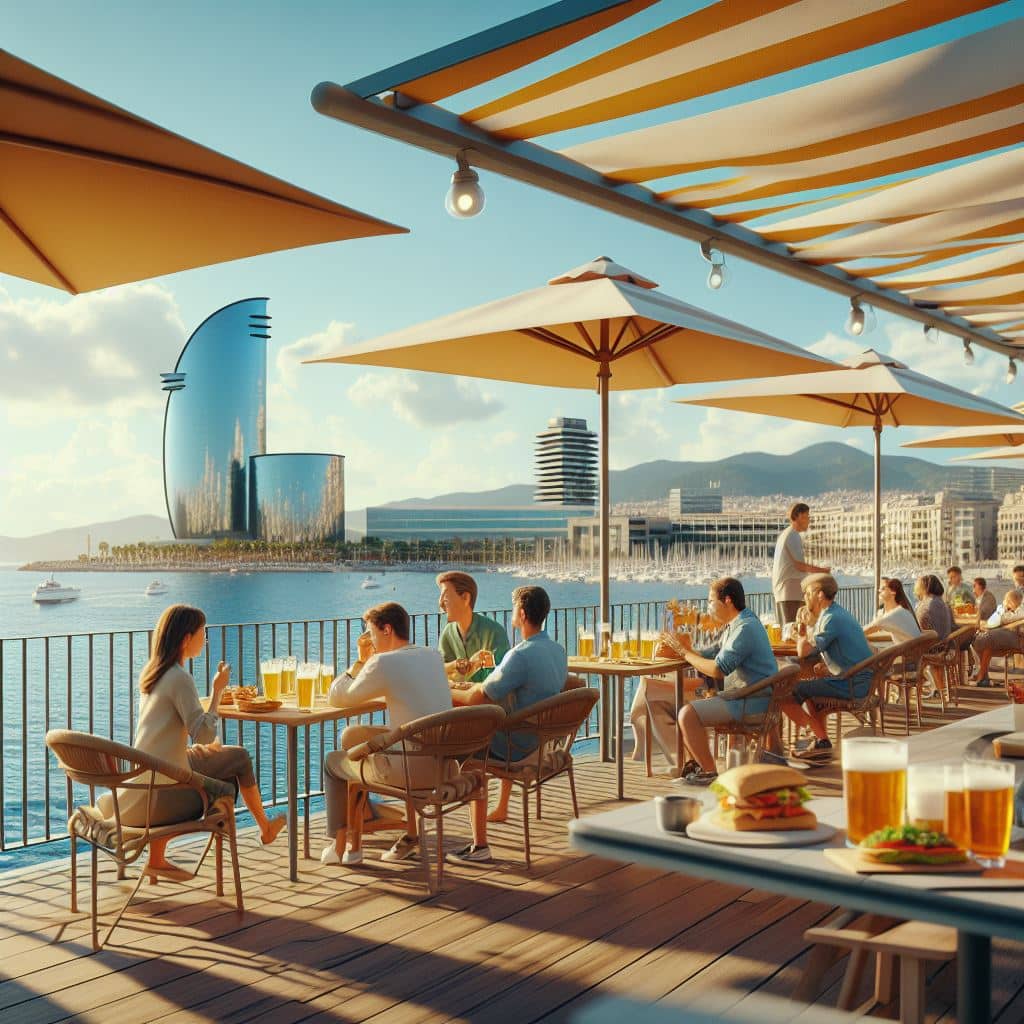 terraza con vistas al mar de barcelona
